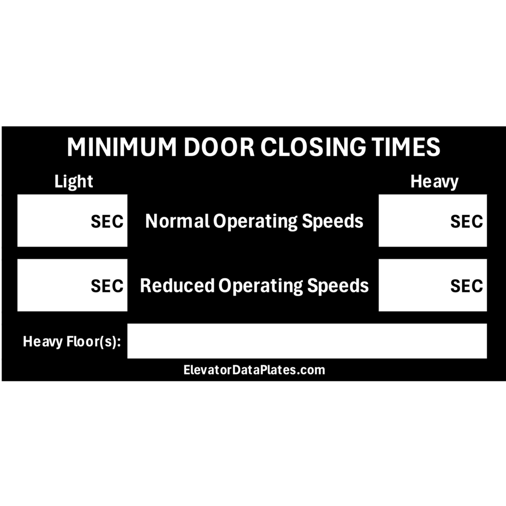 Door Operator Data Plate