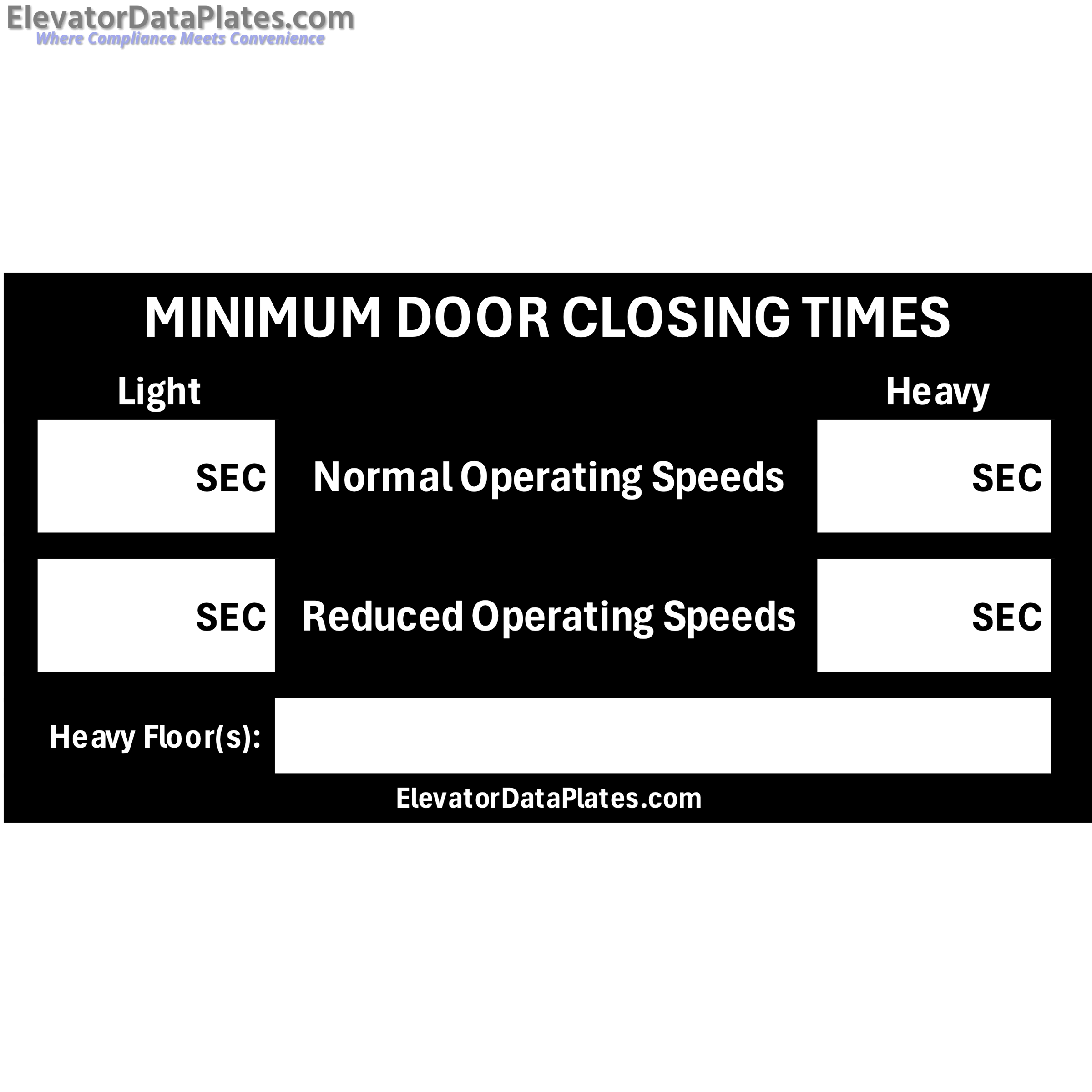 Door Operator Data Plate